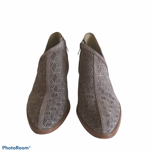 gray perforated booties